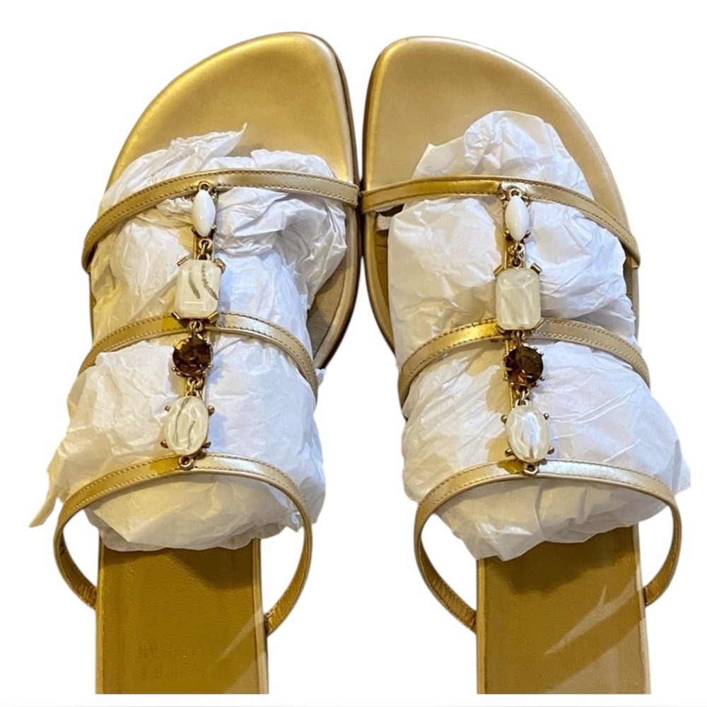 Stuart Weitzman Jeweled Metalic Gold Sandals
